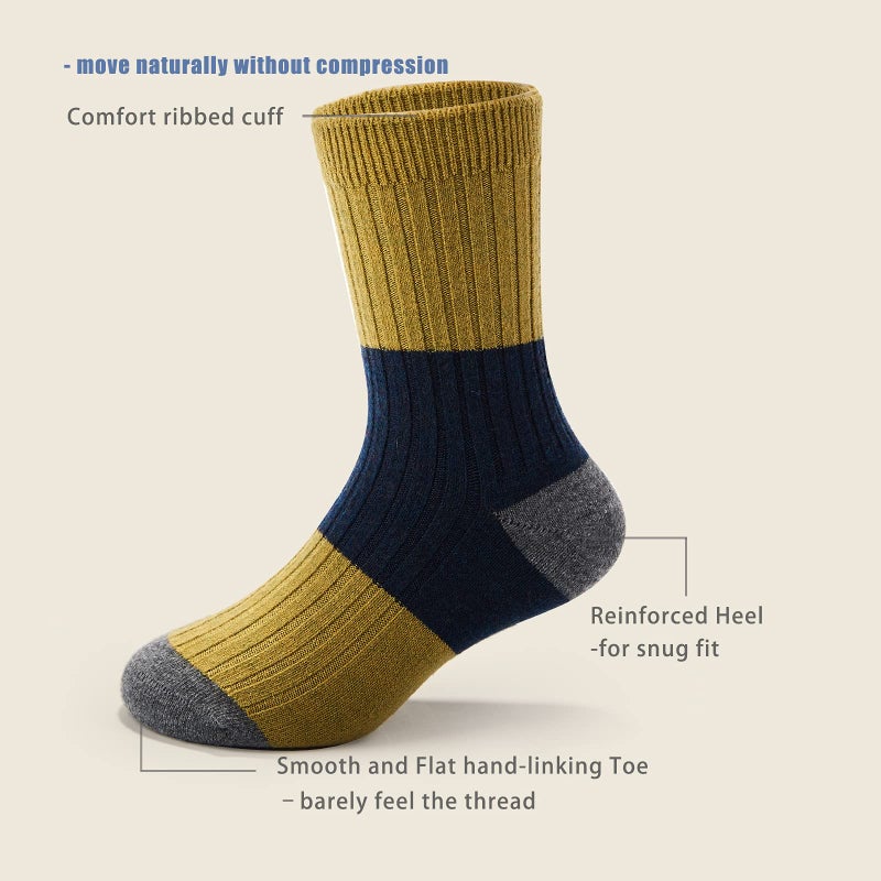 HowJoJo Little Boys Wool Socks Kids Crew Winter Warm Thermal Boot Socks 6 Pack 3-5 Years - Image 3